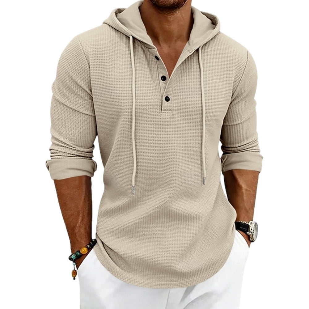 Isaac Nolan Hooded Henley - Khaki - view 1