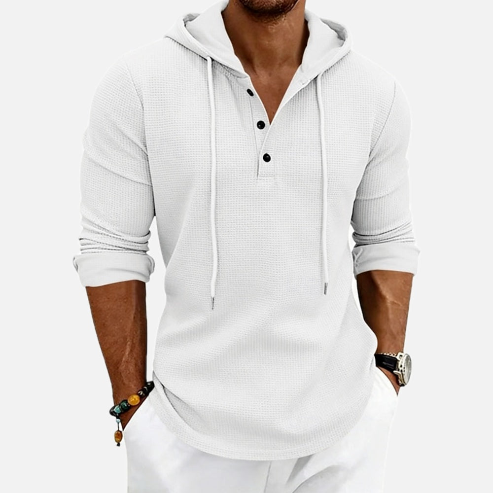 Isaac Nolan Hooded Henley - White - view 1