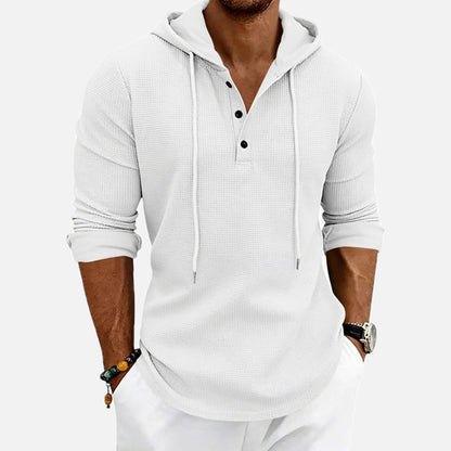 Isaac Nolan Hooded Henley - White - view 1