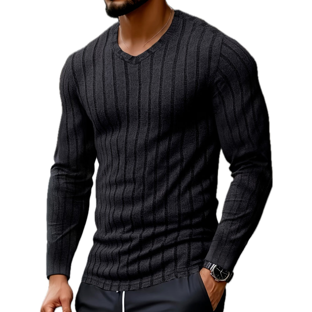 Isaac Nolan Ribbed Henley - Black - view 1