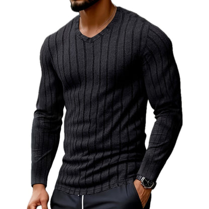 Isaac Nolan Ribbed Henley - Black - view 1
