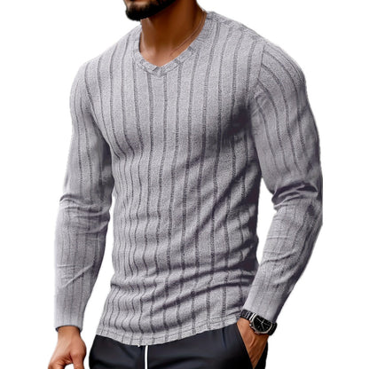 Isaac Nolan Ribbed Henley - Grey - view 1