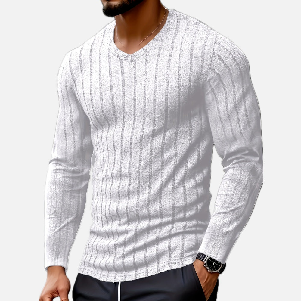 Isaac Nolan Ribbed Henley - White - view 1