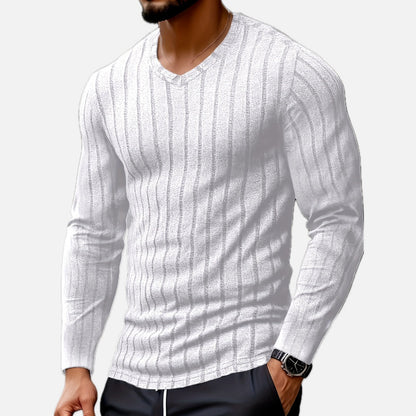 Isaac Nolan Ribbed Henley - White - view 1