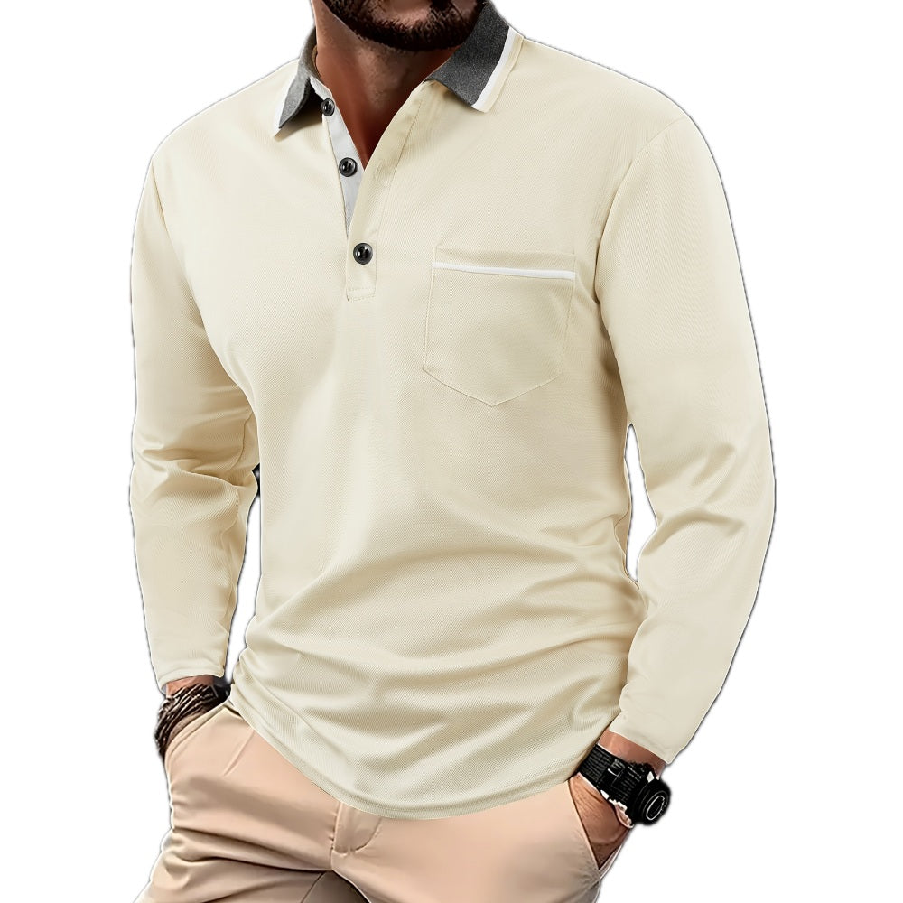 Jonah Miles Contrast-Lapel Shirt - Beige - view 1