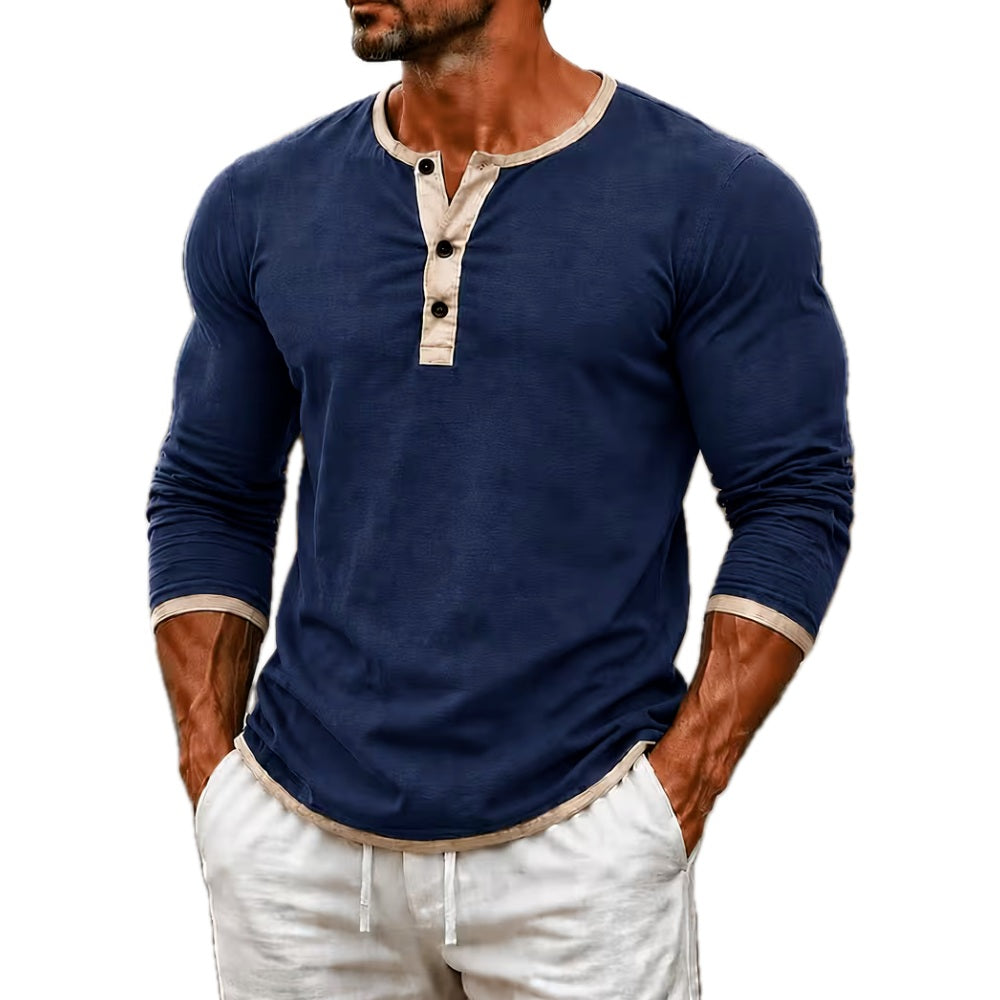 Julian Arthur Henley Shirt - Navy - view 1