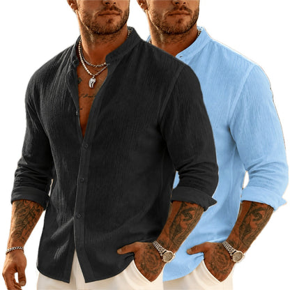 Kellan Rhys Stand-Collar Shirt - Grey - view 2