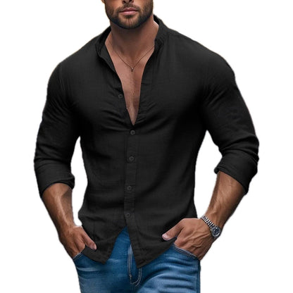 Kieran Reed Band-Collar Shirt - Black - view 1