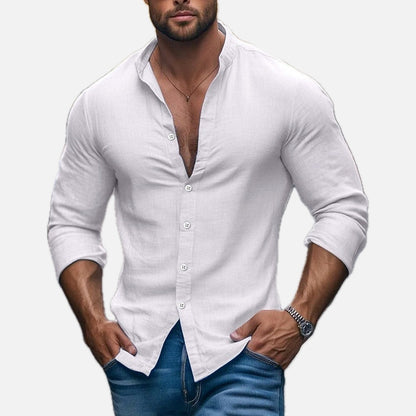 Kieran Reed Band-Collar Shirt - White - view 1