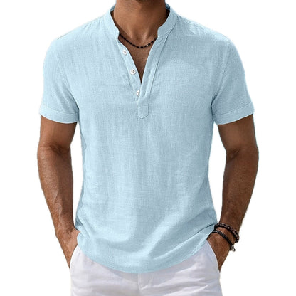 Lennox Reed Mandarin-Collar Shirt - Blue - view 1