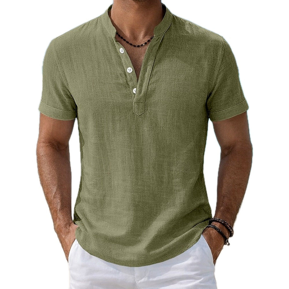 Lennox Reed Mandarin-Collar Shirt - Green - view 1