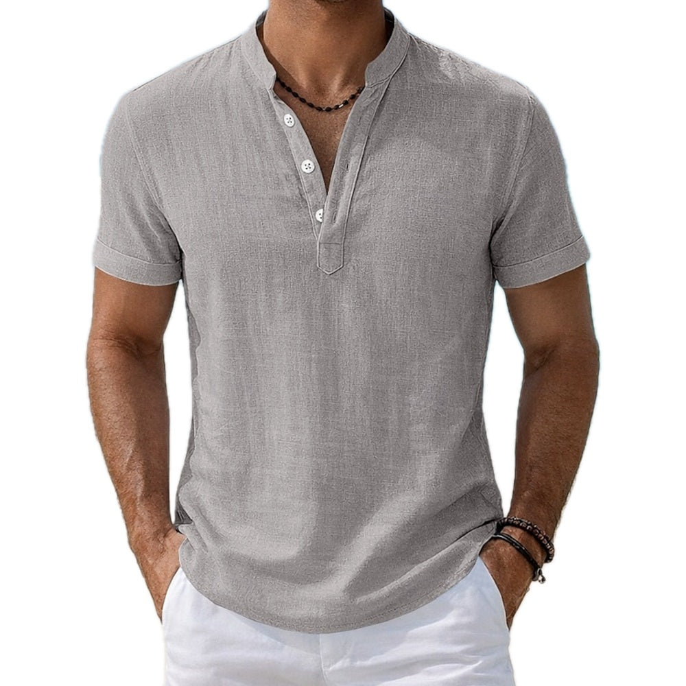 Lennox Reed Mandarin-Collar Shirt - Grey - view 1