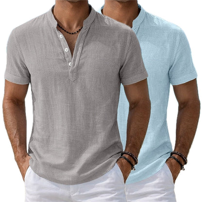 Lennox Reed Mandarin-Collar Shirt - Navy - view 2
