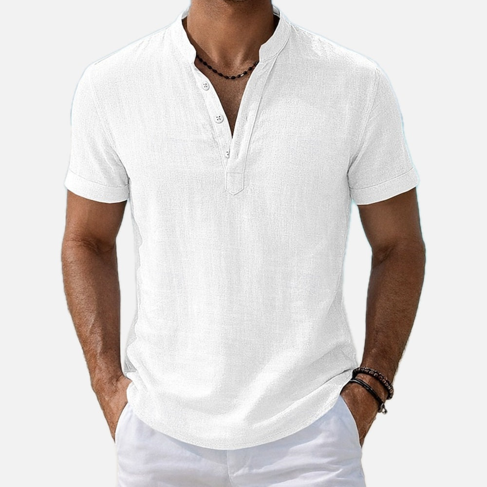 Lennox Reed Mandarin-Collar Shirt - White - view 1