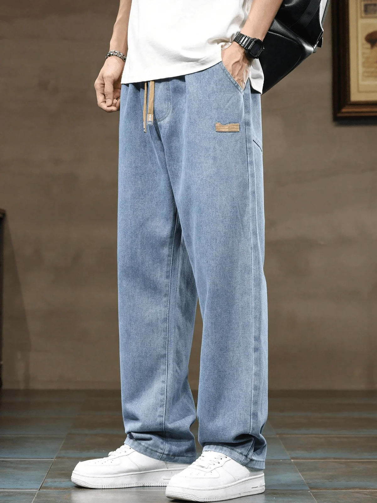 Marek Sloan Drawstring Jeans - Blue - view 1