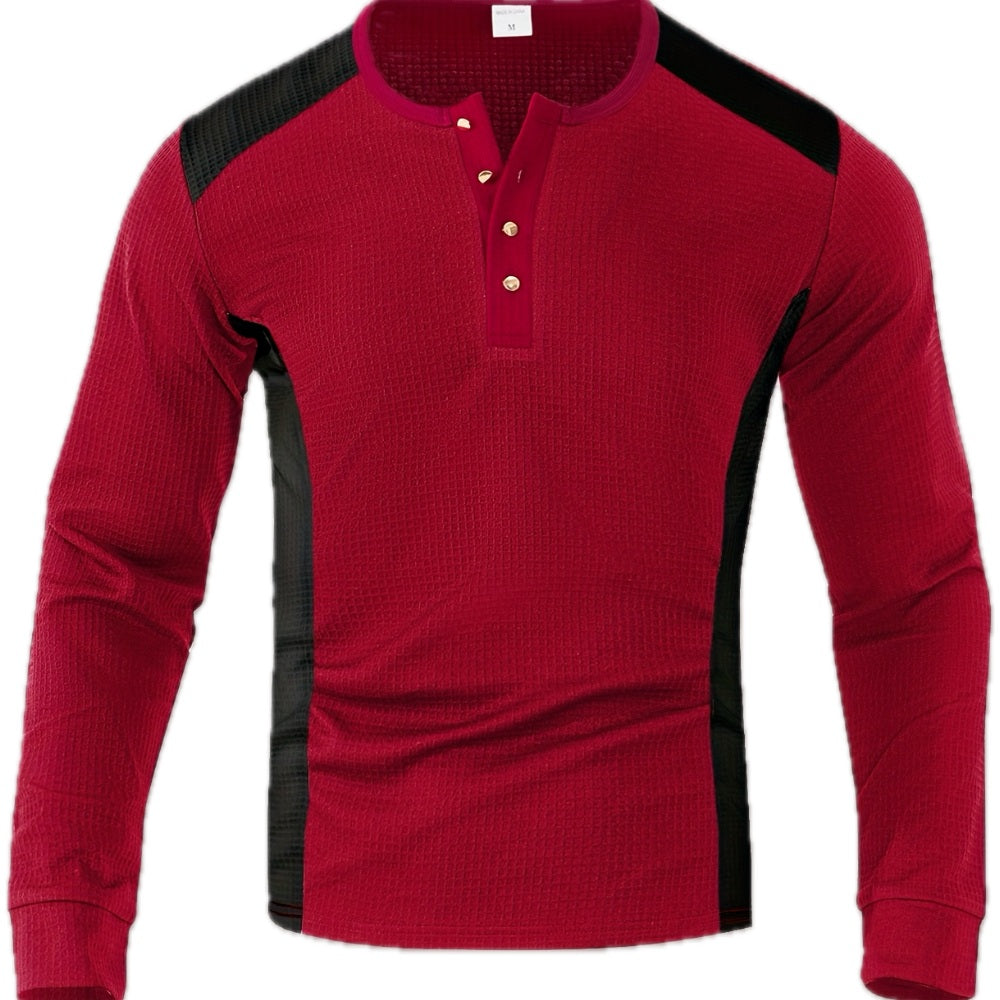Marlow Hale Textured Henley - Burgundy - view 1