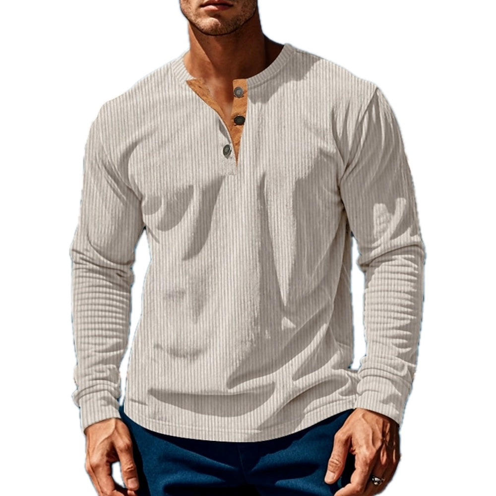 Micah Ellis Textured Henley - Beige - view 1