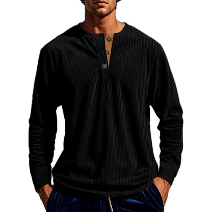 Micah Ellis Textured Henley - Black - view 1