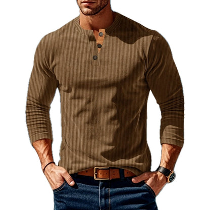 Micah Ellis Textured Henley - Brown - view 1
