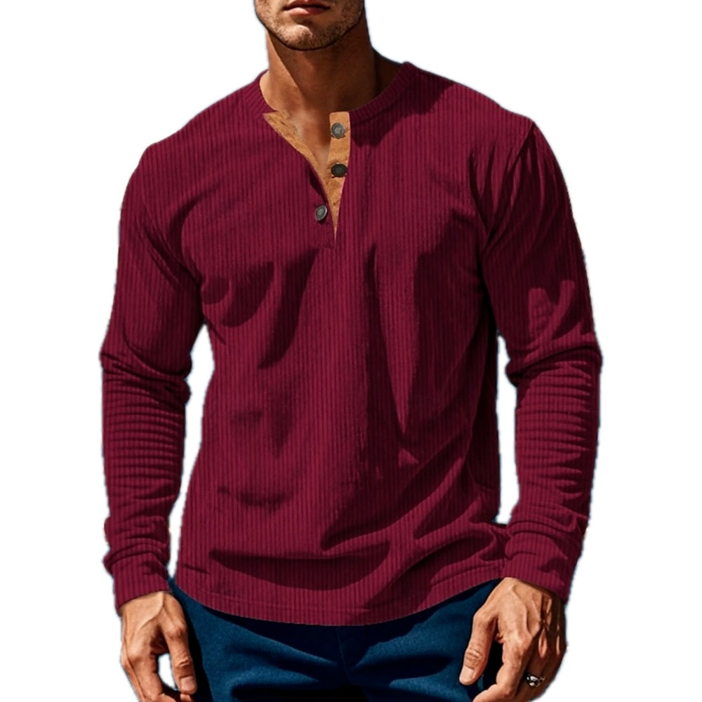 Micah Ellis Textured Henley - Burgundy - view 1