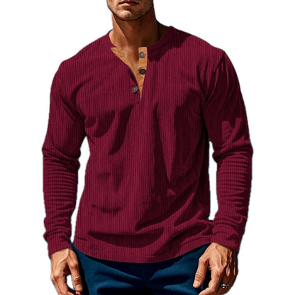 Micah Ellis Textured Henley - Burgundy - view 1