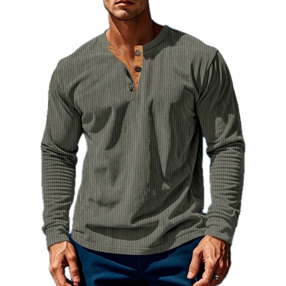 Micah Ellis Textured Henley - Green - view 1