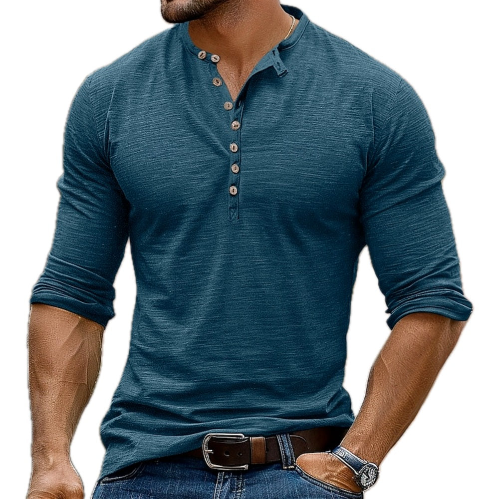 Micah Rowan Henley Tee - Blue - view 1