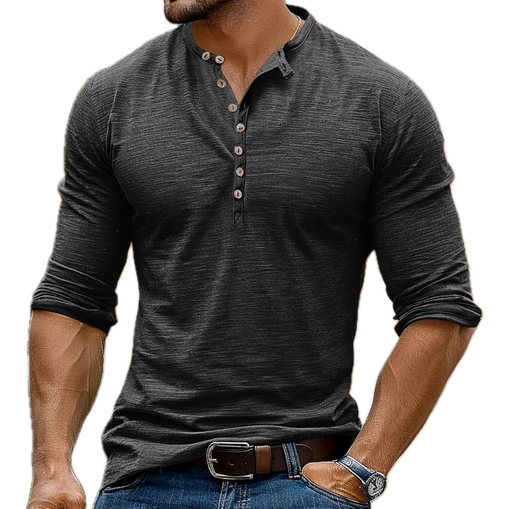 Micah Rowan Henley Tee - Grey - view 1