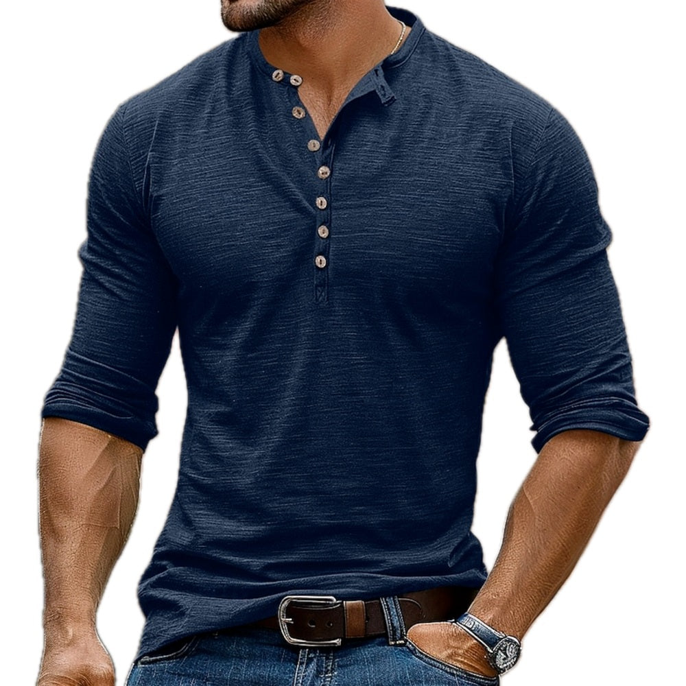 Micah Rowan Henley Tee - Navy - view 1