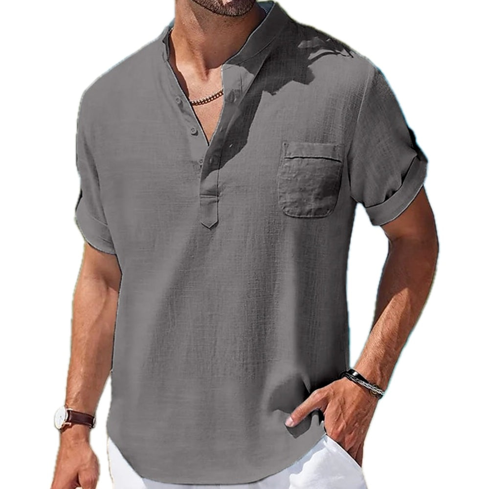 Nash Carter Band-Collar Shirt - Grey - view 1