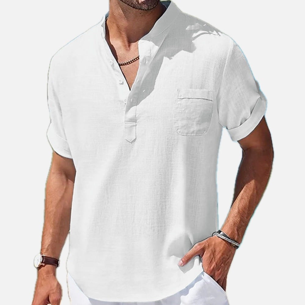 Nash Carter Band-Collar Shirt - White - view 1
