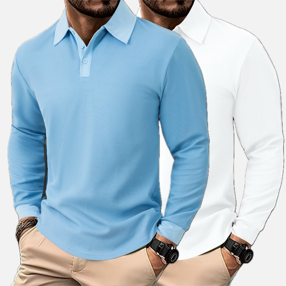 Nash Carter Waffle Henley - Blue - view 2