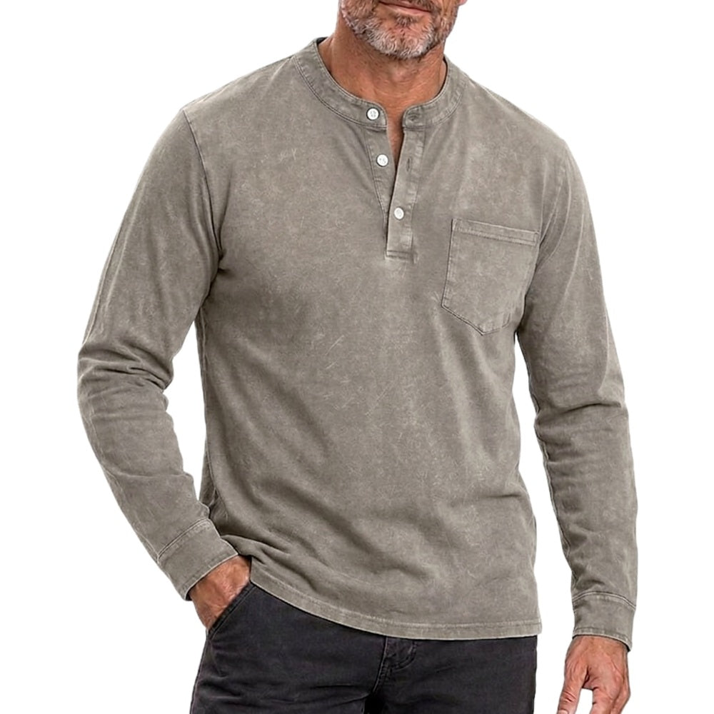 Nolan Carter Washed Henley - Grey - view 1