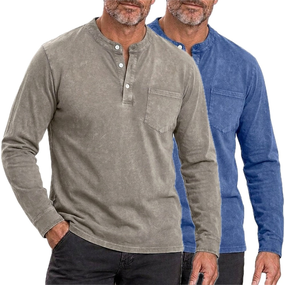Nolan Carter Washed Henley - Grey - view 2