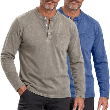 Nolan Carter Washed Henley - Grey - view 2