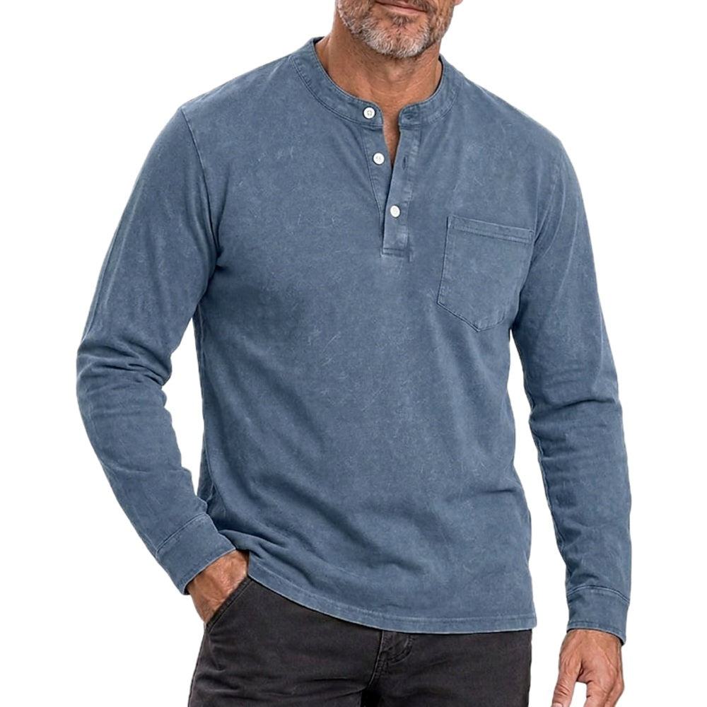 Nolan Carter Washed Henley - Navy - view 1