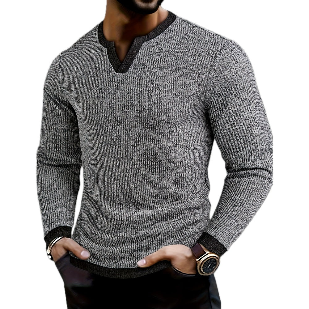 Otis Blake Cable-Texture Henley - Grey - view 1