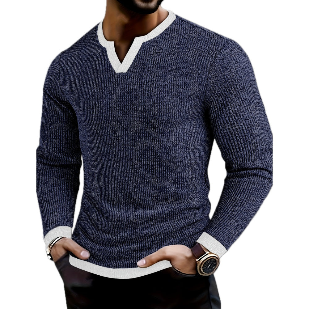 Otis Blake Cable-Texture Henley - Navy - view 1