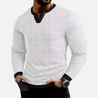 Otis Blake Cable-Texture Henley - White - view 1
