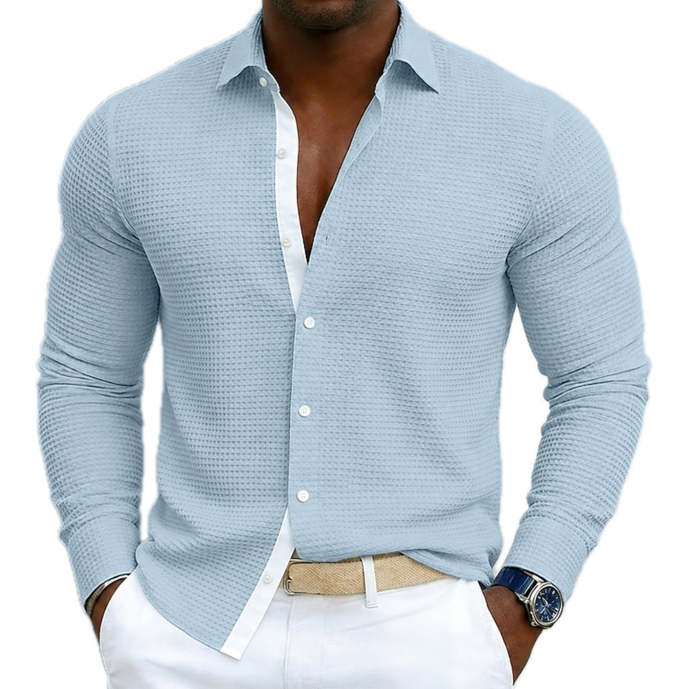 Owen Carter Mandarin-Collar Shirt - Blue - view 1