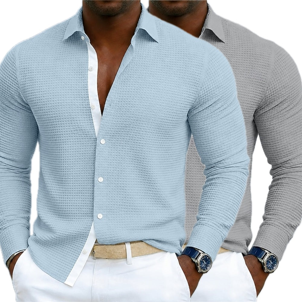 Owen Carter Mandarin-Collar Shirt - Blue - view 2