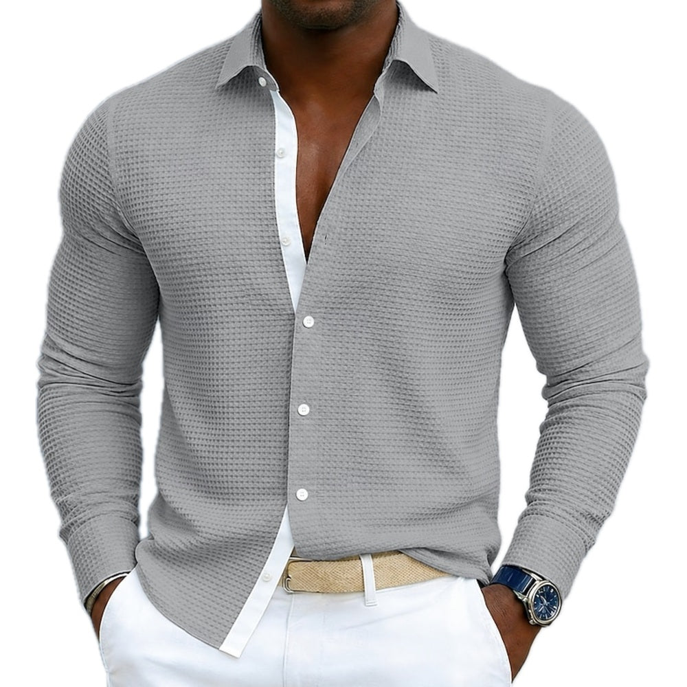 Owen Carter Mandarin-Collar Shirt - Grey - view 1