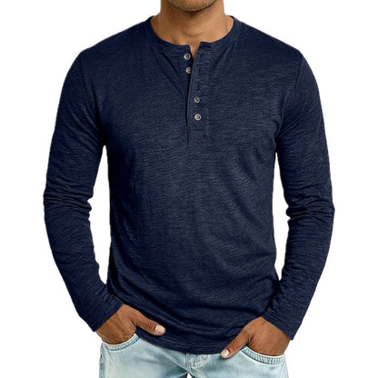 Owen Mercer Button Henley - Navy - view 1