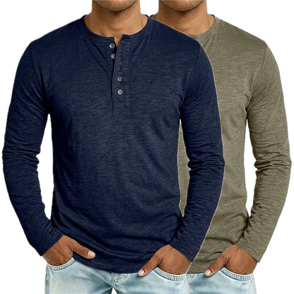 Owen Mercer Button Henley - Navy - view 2