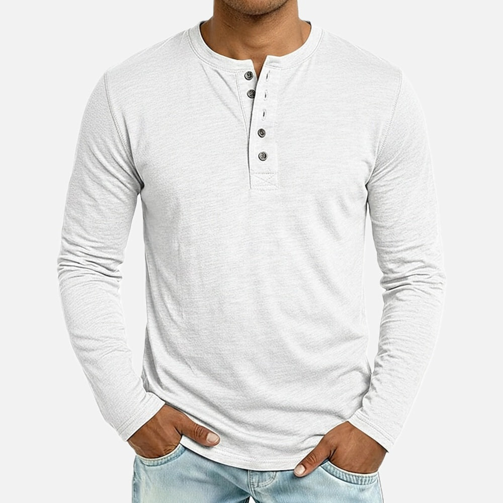 Owen Mercer Button Henley - White - view 1