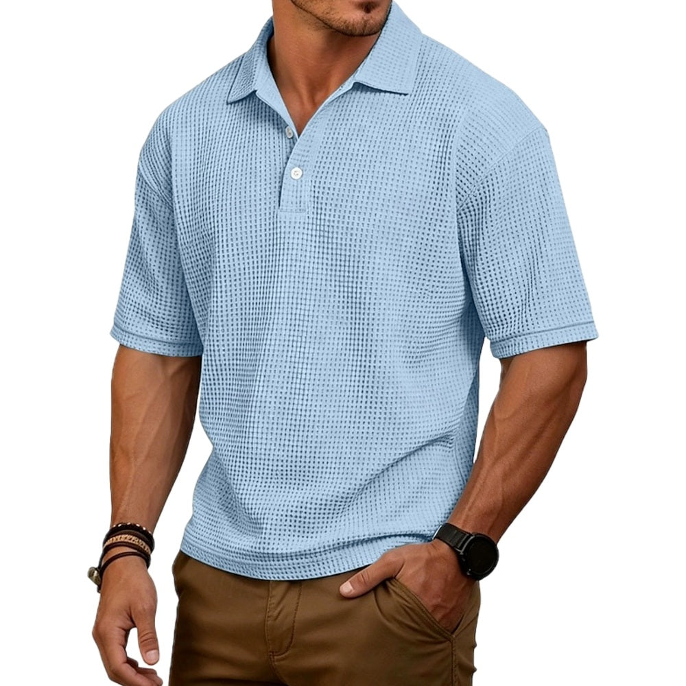 Parker Hayes Waffle Polo - Blue - view 1