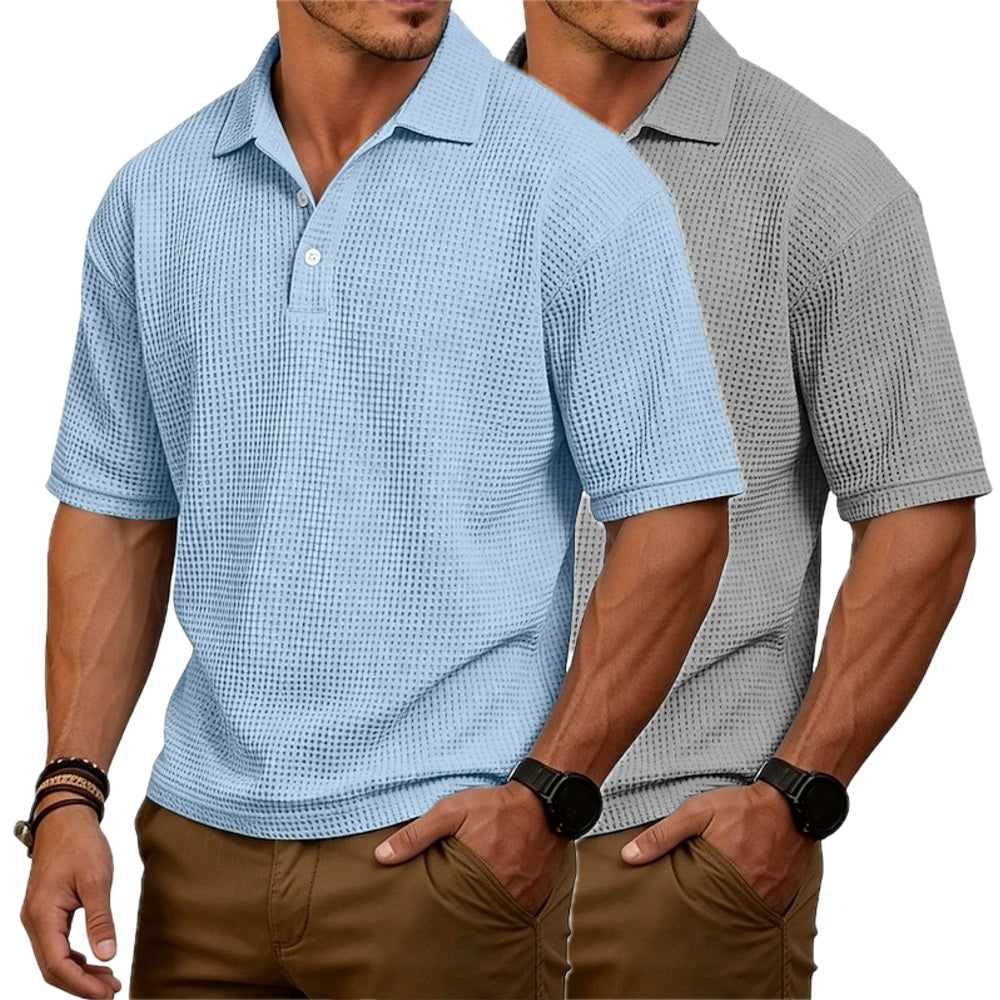 Parker Hayes Waffle Polo - Blue - view 2