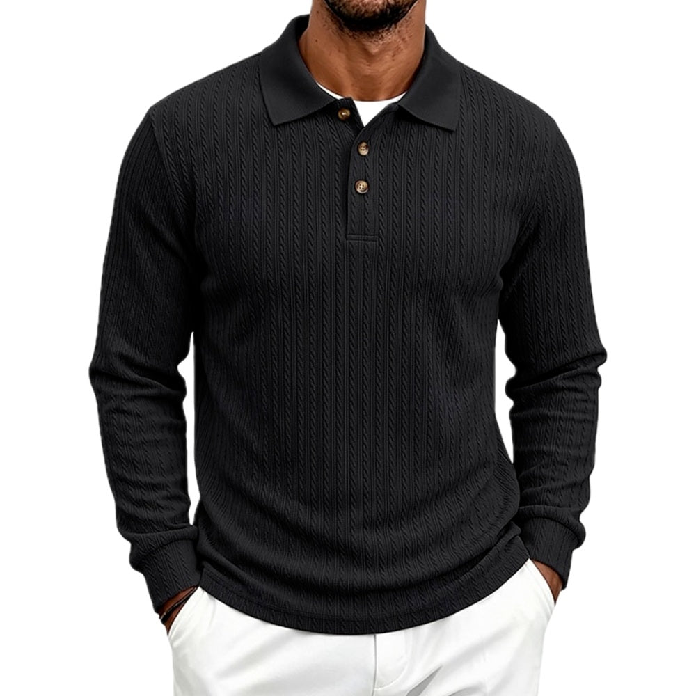 Parker Stone Textured Polo - Black - view 1
