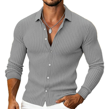 Piers Morgan Ribbed Shirt - Grey - view 1