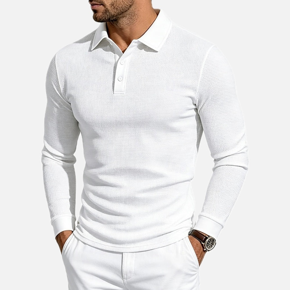 Quentin Vance Textured Polo - White - view 1